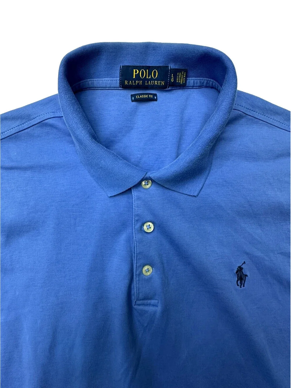 Polo Ralph Lauren Classic Fit Polo Shirt Mens Large Blue Short Sleeve Pony Logo